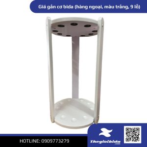 Giá gắn cơ bida (hàng ngoại, màu trắng, 9 lỗ)