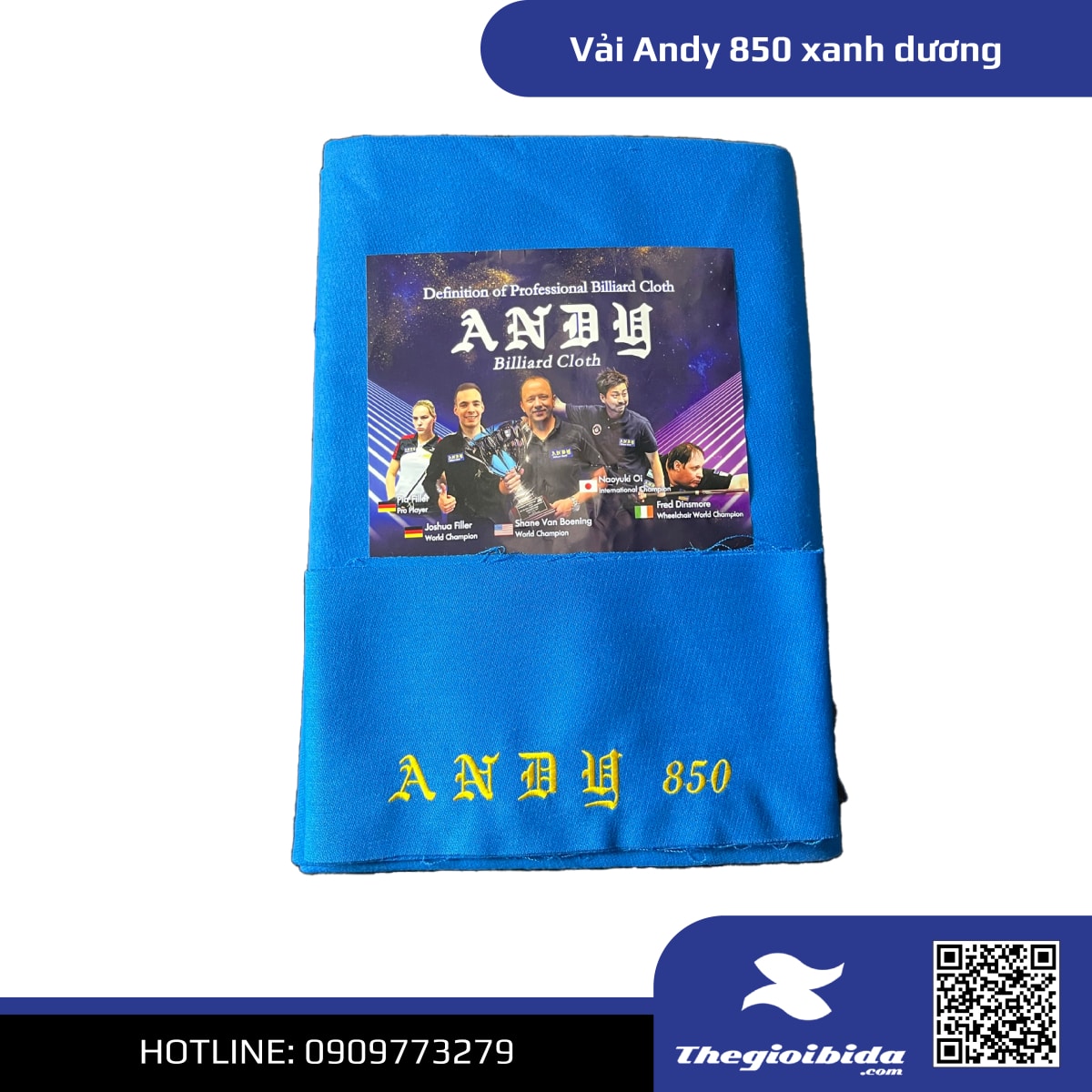 Vải bàn bida Andy 850 xanh dương