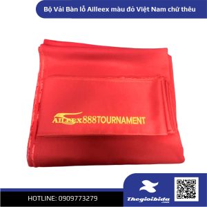 Bộ Vải Bàn lỗ Aileex màu đỏ Việt Nam chữ thêu